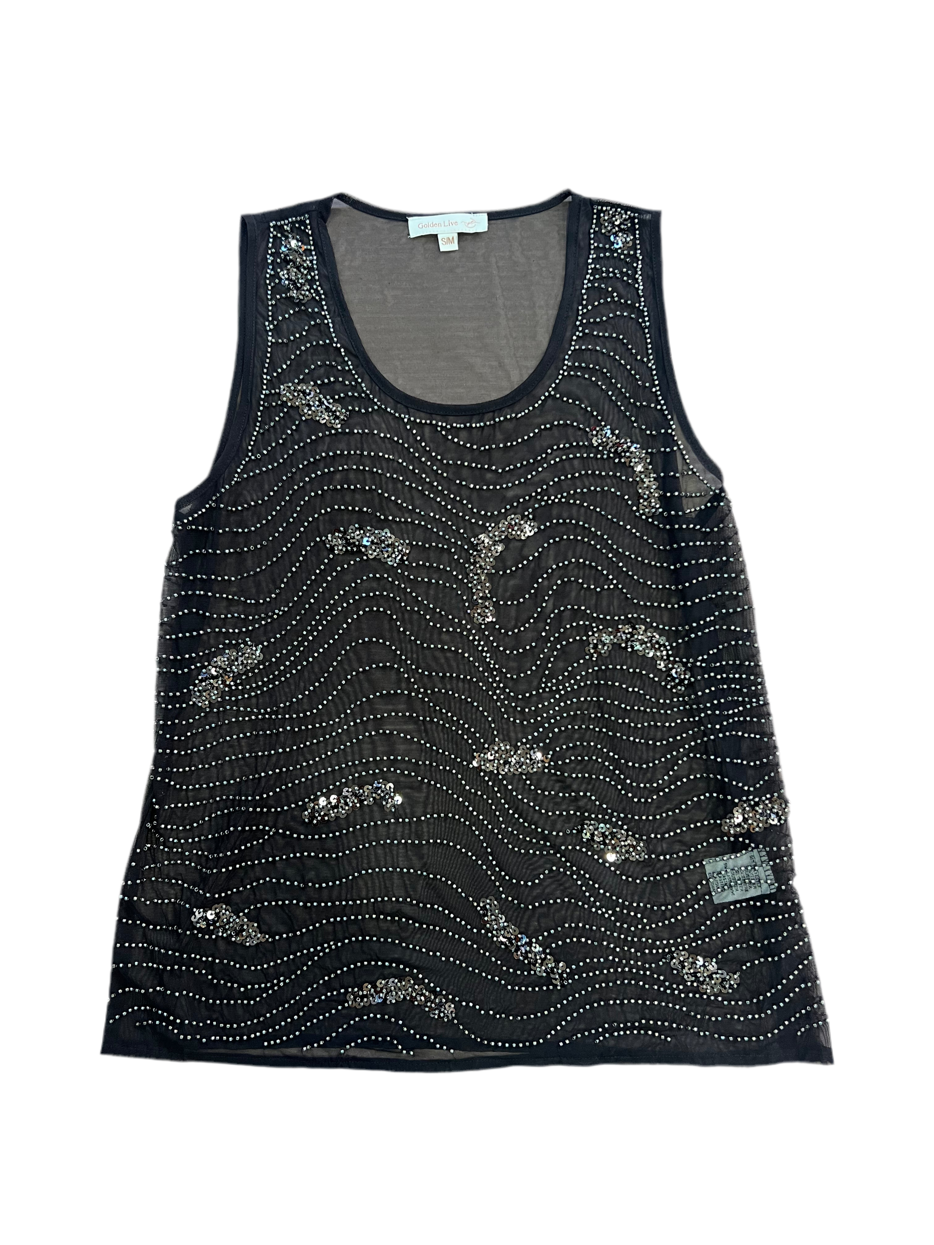Top ricamato con perline