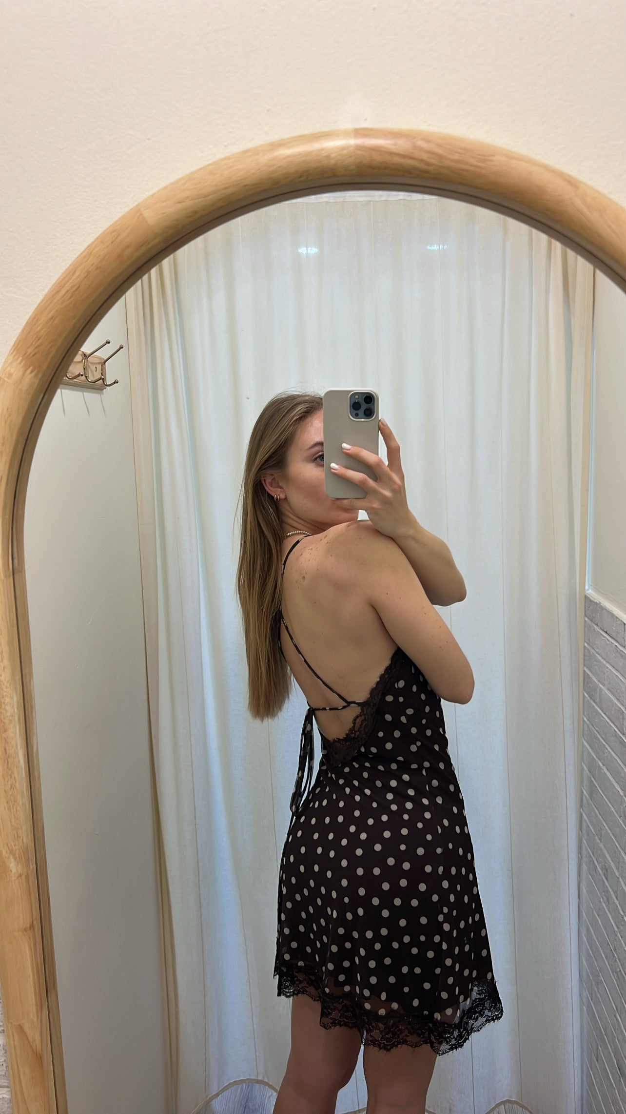 Vestito a pois marrone
