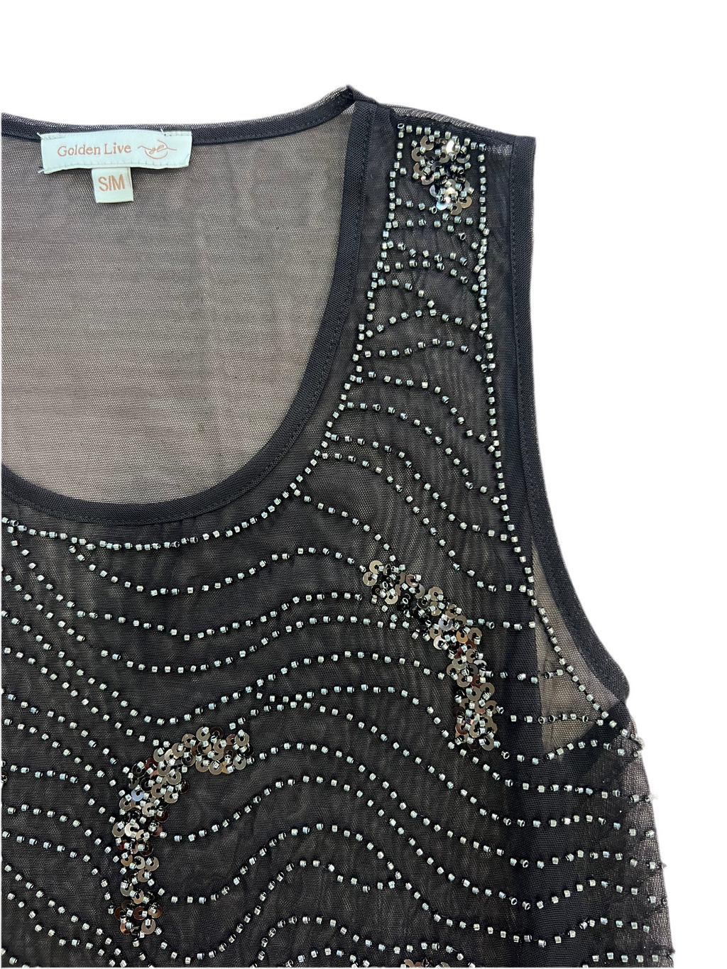 Top ricamato con perline