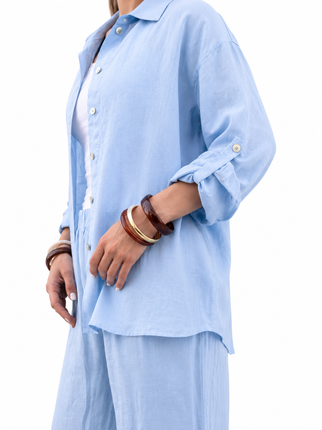 Camicia Lino celeste