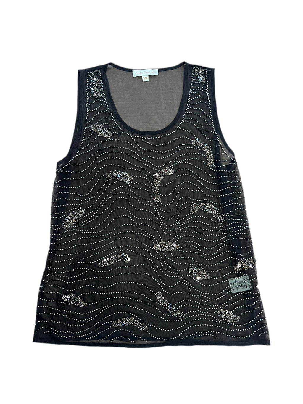 Top ricamato con perline