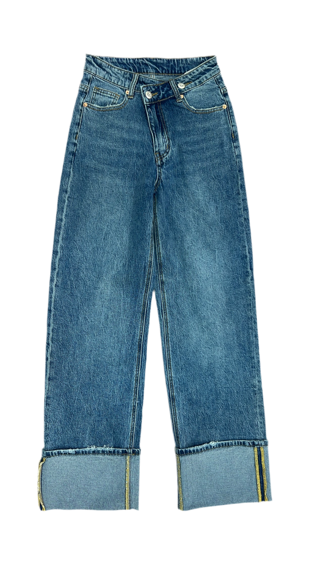 Jeans con chiusura asimmetrica