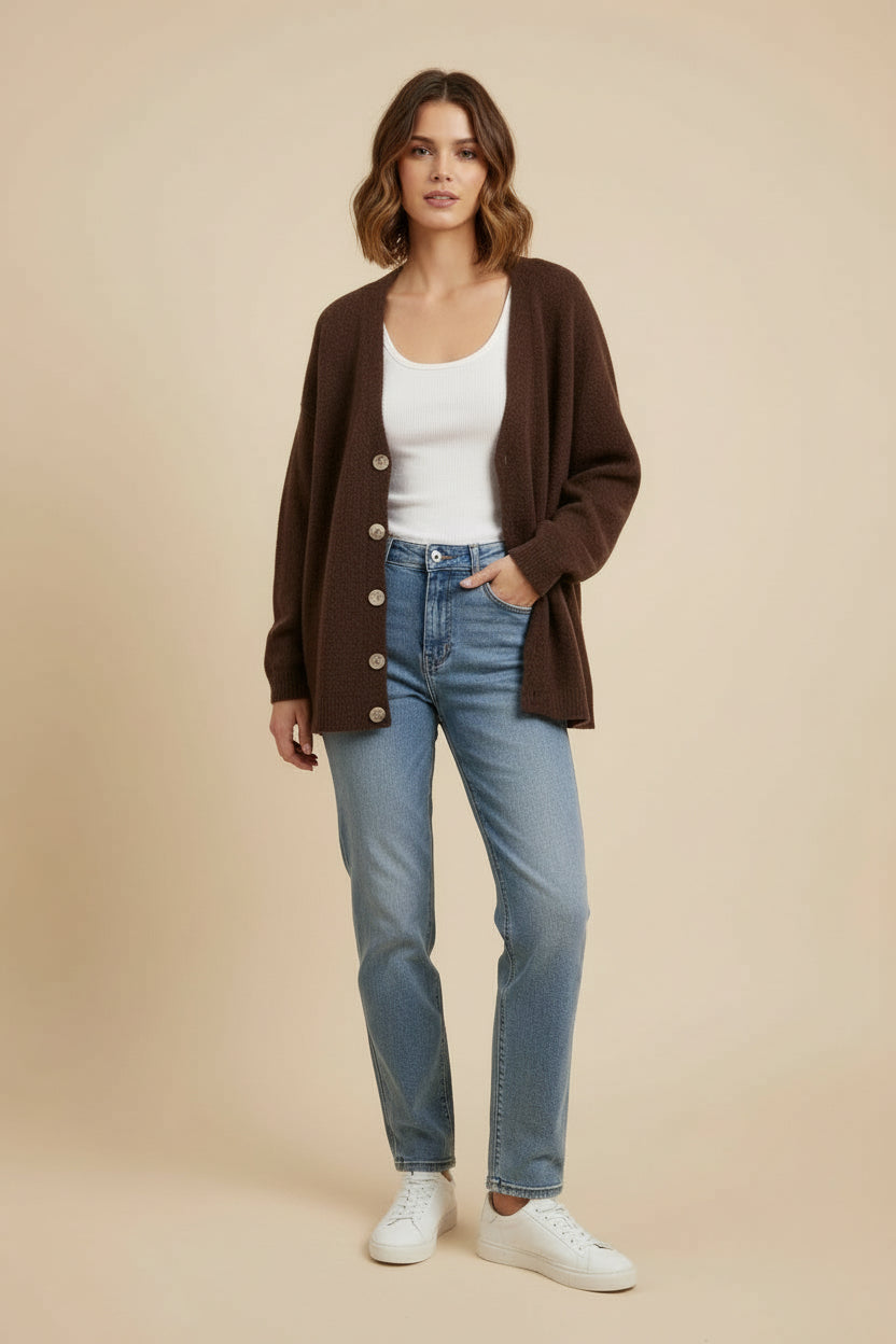 Cardigan soft fit mattone