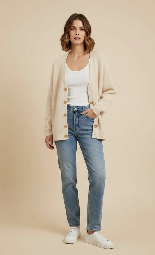 Cardigan soft fit mattone