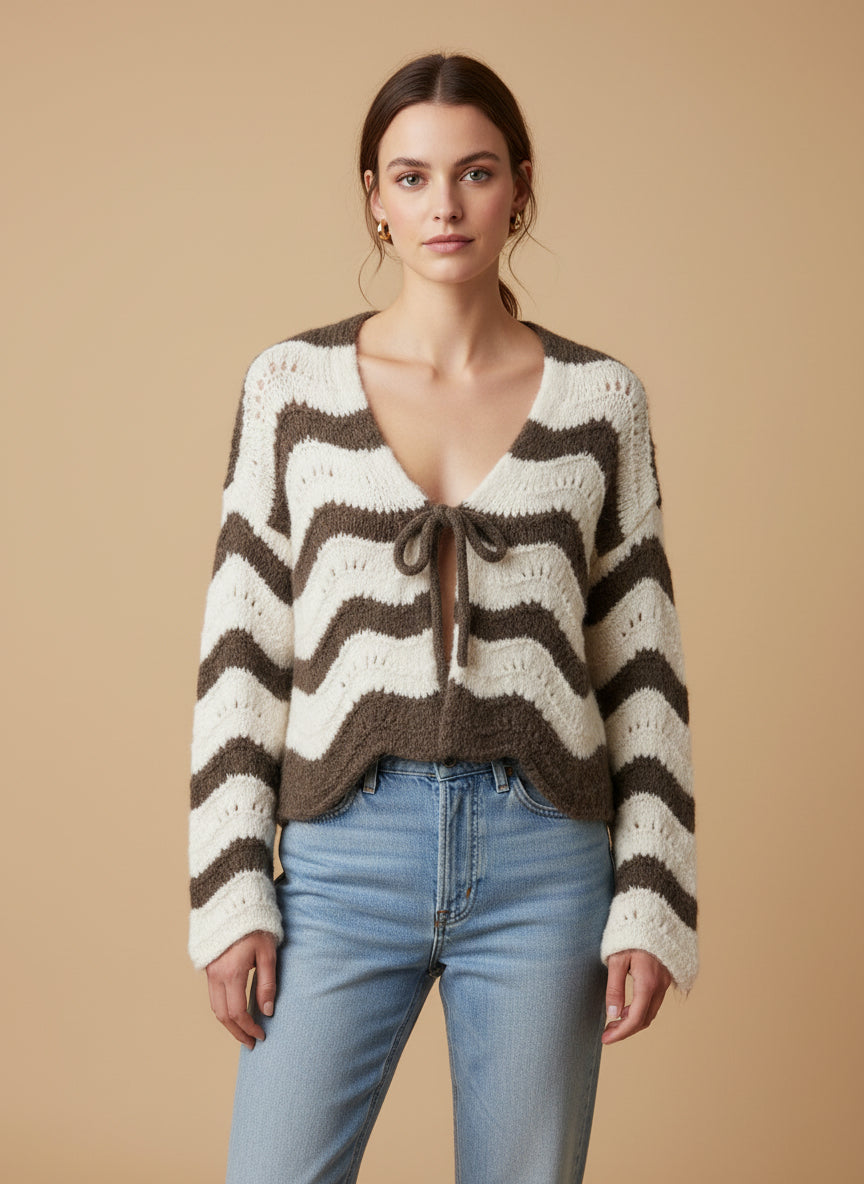 Cardigan cream wave