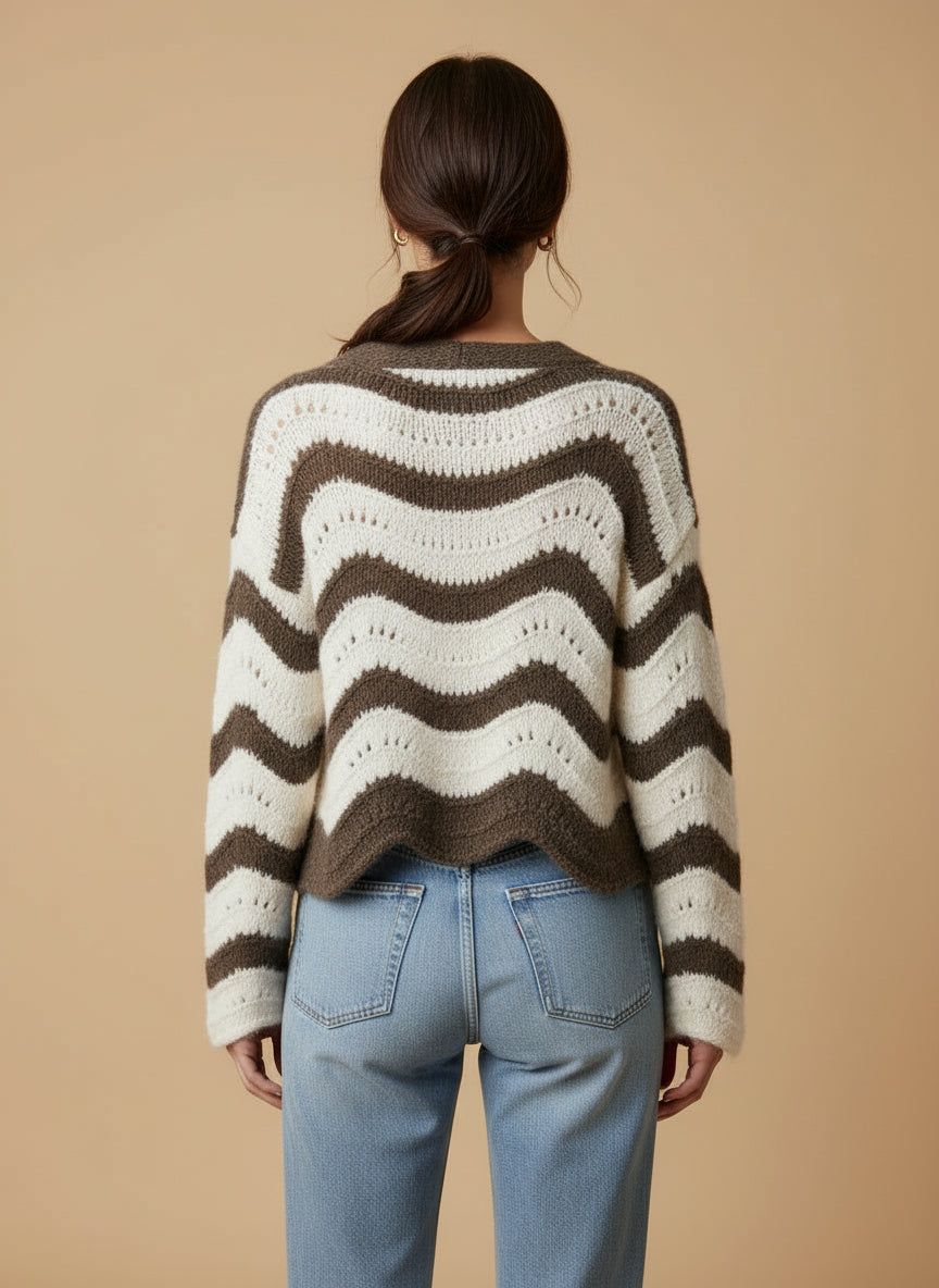Cardigan cream wave