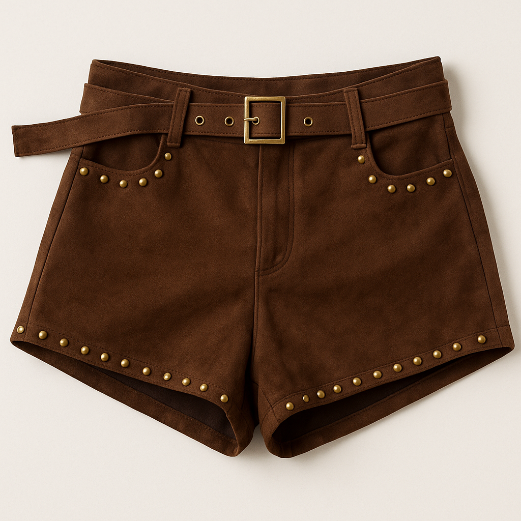 Pantaloncino in camoscio con borchie